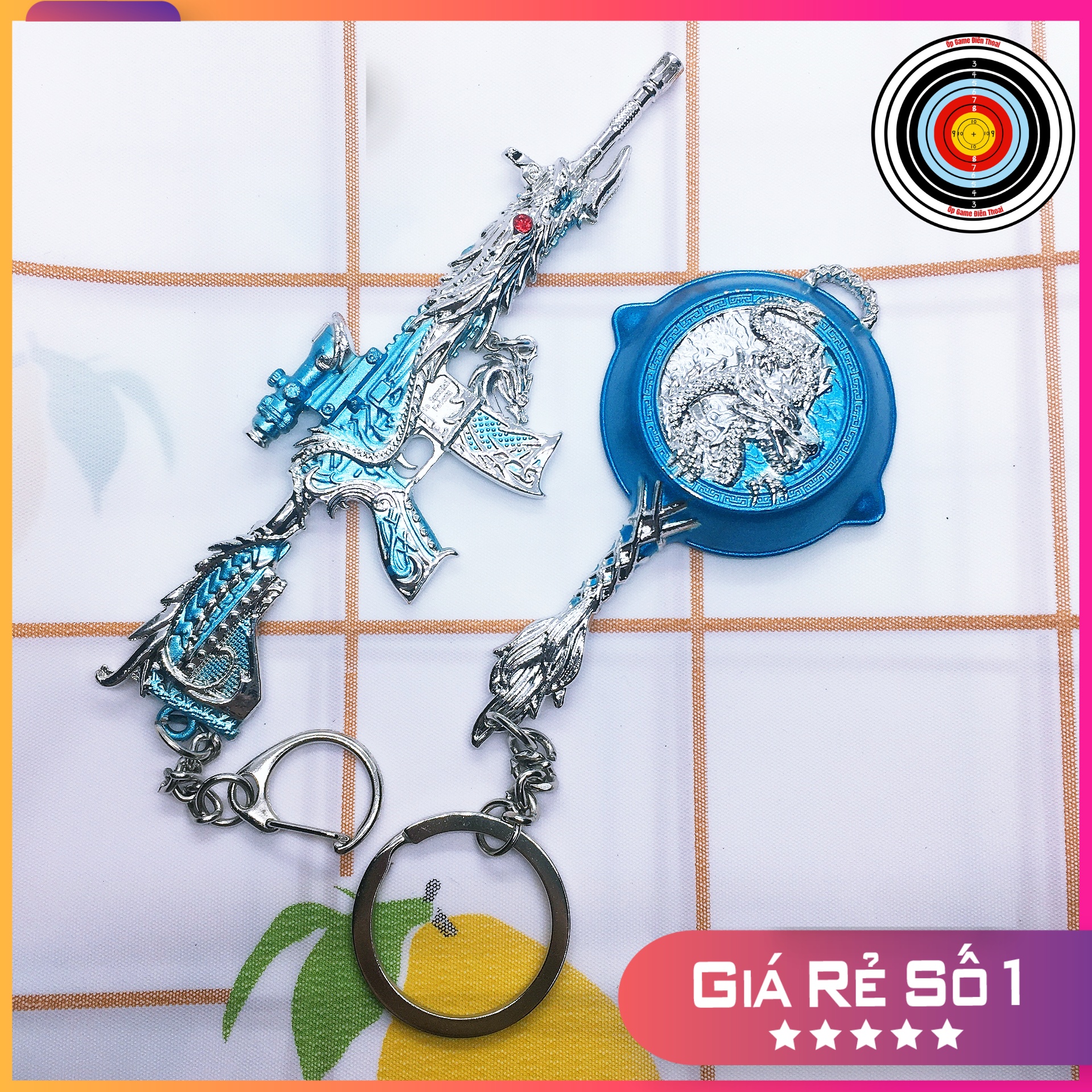 Combo Móc khóa treo xe máy, cặp, balo ngầu móc chìa khóa Skin pubg Dragon Blue Sky Độc đáo dài 12cm hoàn toàn bằng kim loại bền bỉ cao cấp [SUZUKO]