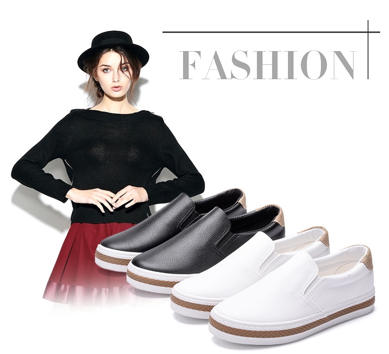 Slip on da nữ - giày lười da nữ - chất liệu da pu 2 màu đế trắng và full - mã sp 6075