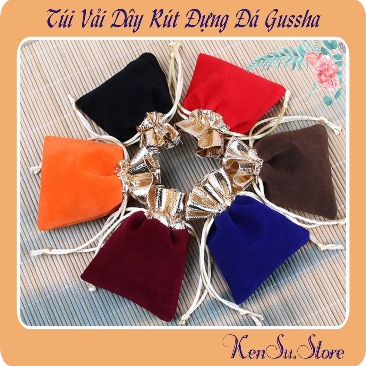 Túi vải dây rút đồ dùng tiện lợi kích cỡ 10x12 cm dùng đựng đá guasha