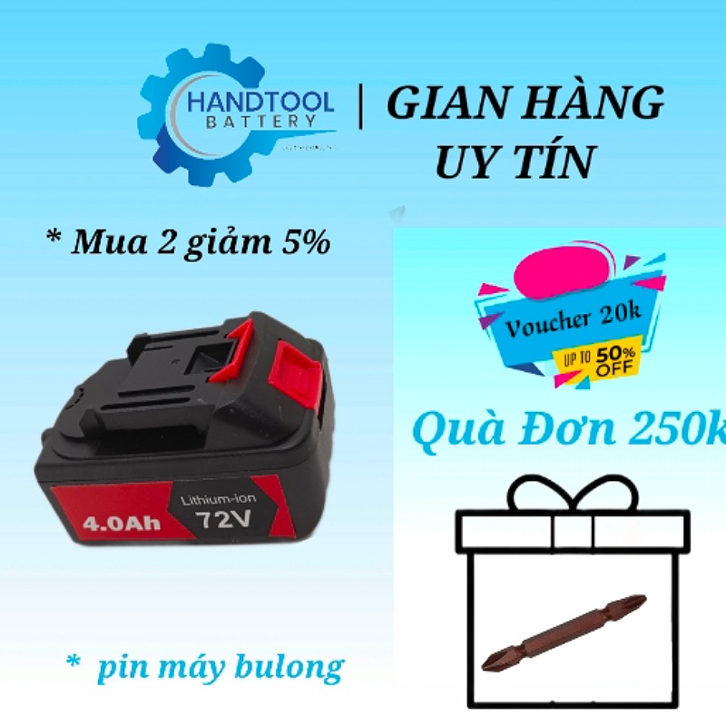 Pin 10 cell , pin máy bulong ,dùng chung cho máy khoan, máy cưa, bảo hành 3 tháng