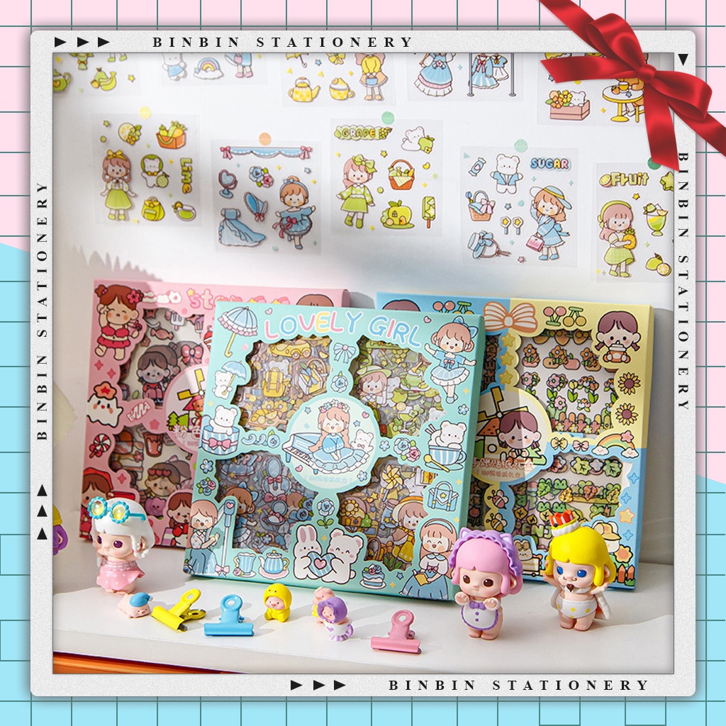 Hộp 100 tờ sticker chống thấm nước trang trí sách, bullet journal, bìa còng ST01