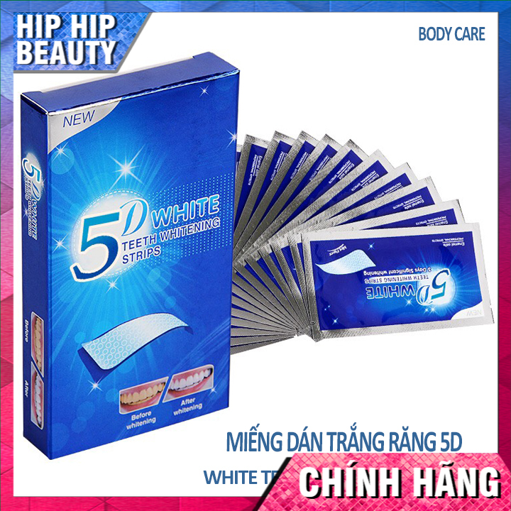 Set 7 Miếng dán trắng răng 5D White Teeth Whitening Strips, miếng dán trắng răng 3d miếng dán trắng răng chính hãng, miếng dán trắng răng crest 3d white , miếng dán trắng răng oral b HIPHIP BEAUTY A64