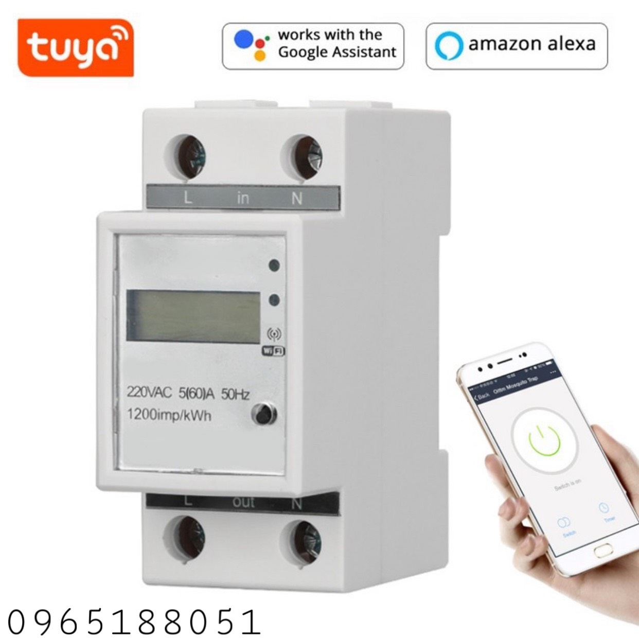 Công Tơ Wifi Bật Tắt Điện Từ Xa 60A Đo Số Điện Tiêu Thụ Bật Tắt Từ Xa