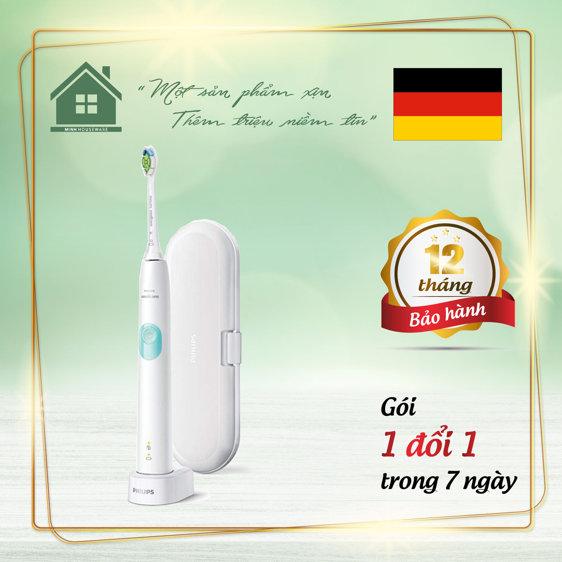 Bàn chải điện philips hx6807/28 – màu trắng nhập khẩu đức - minh housewares cơ chế rung sóng âm làm sạch các mảng bám, không làm chảy máu lợi, pin dùng liên tục trong 2 tuần, nhắc nhở thay đầu chải bảo hành 12 tháng, 1 đổi 1 trong 7 ngày nếu lỗi nsx