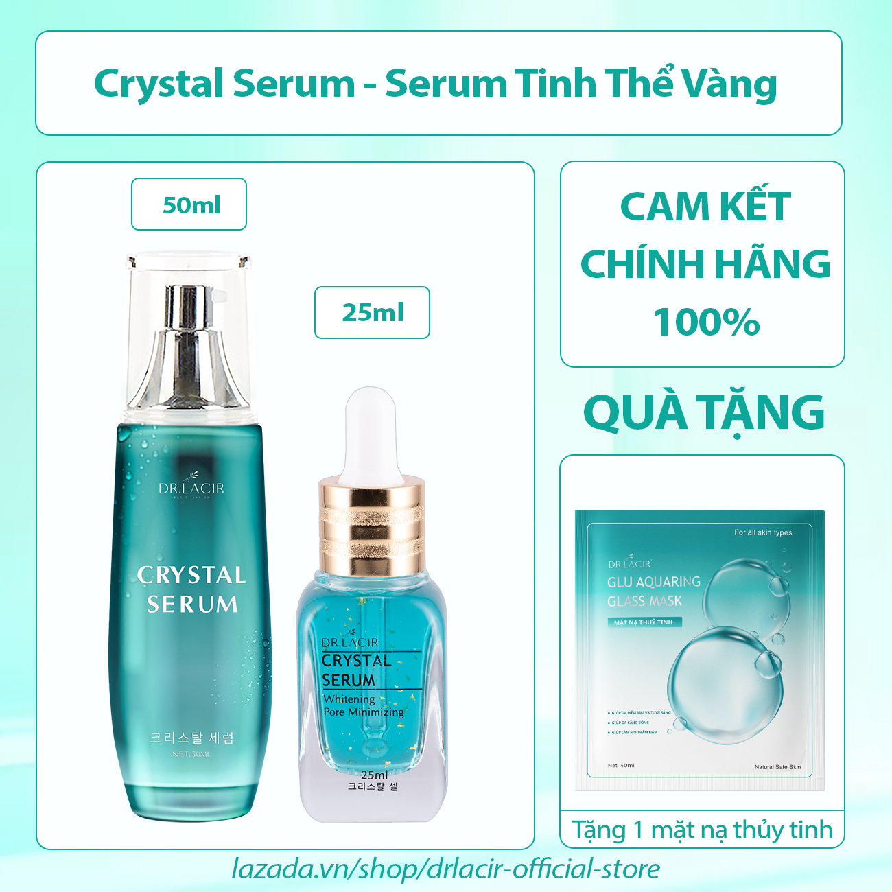 Crystal Serum Tinh Thể Vàng Dr.Lacir Cấp Ẩm Dưỡng Trắng Trẻ Hóa Da