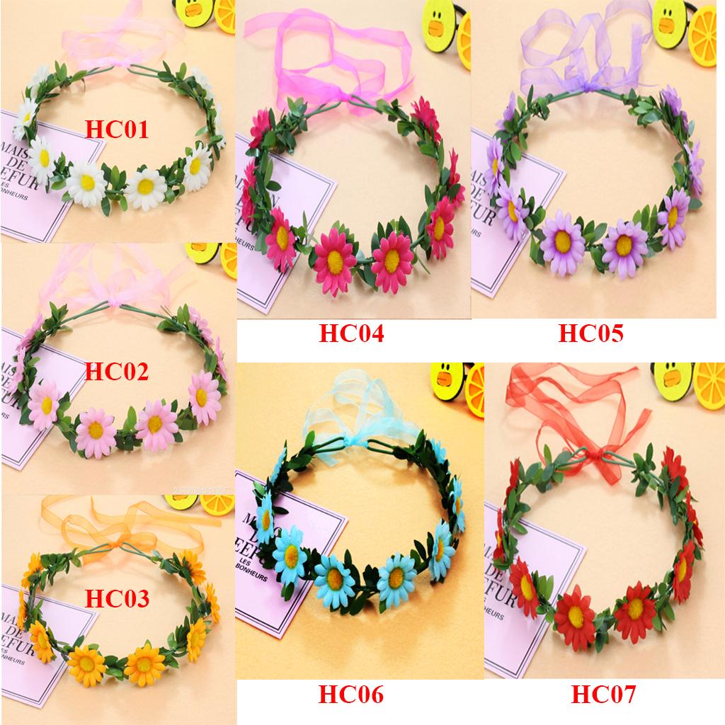 Vòng hoa đội đầu vòng hoa cô dâu vòng hoa chụp hình vòng hoa kỷ yếu vòng hoa cho bé vòng hoa cúc mini 7 mẫu có sẵn