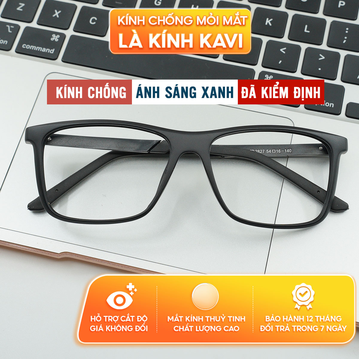 Kính chống nhức mỏi mắt khi làm việc với máy tính, tròng kính chống ánh sáng xanh 0 độ Kavi KV035.