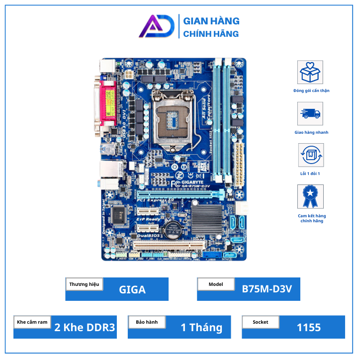 Main Máy Tính GiGa, Asus B75 Support Core I3, I5, I7 Bo Mạch Chủ Hỗ Trợ Ram DDR3 32GB Socket 1155 USB 3.0 Sata3 6GB Tốc Độ Cao