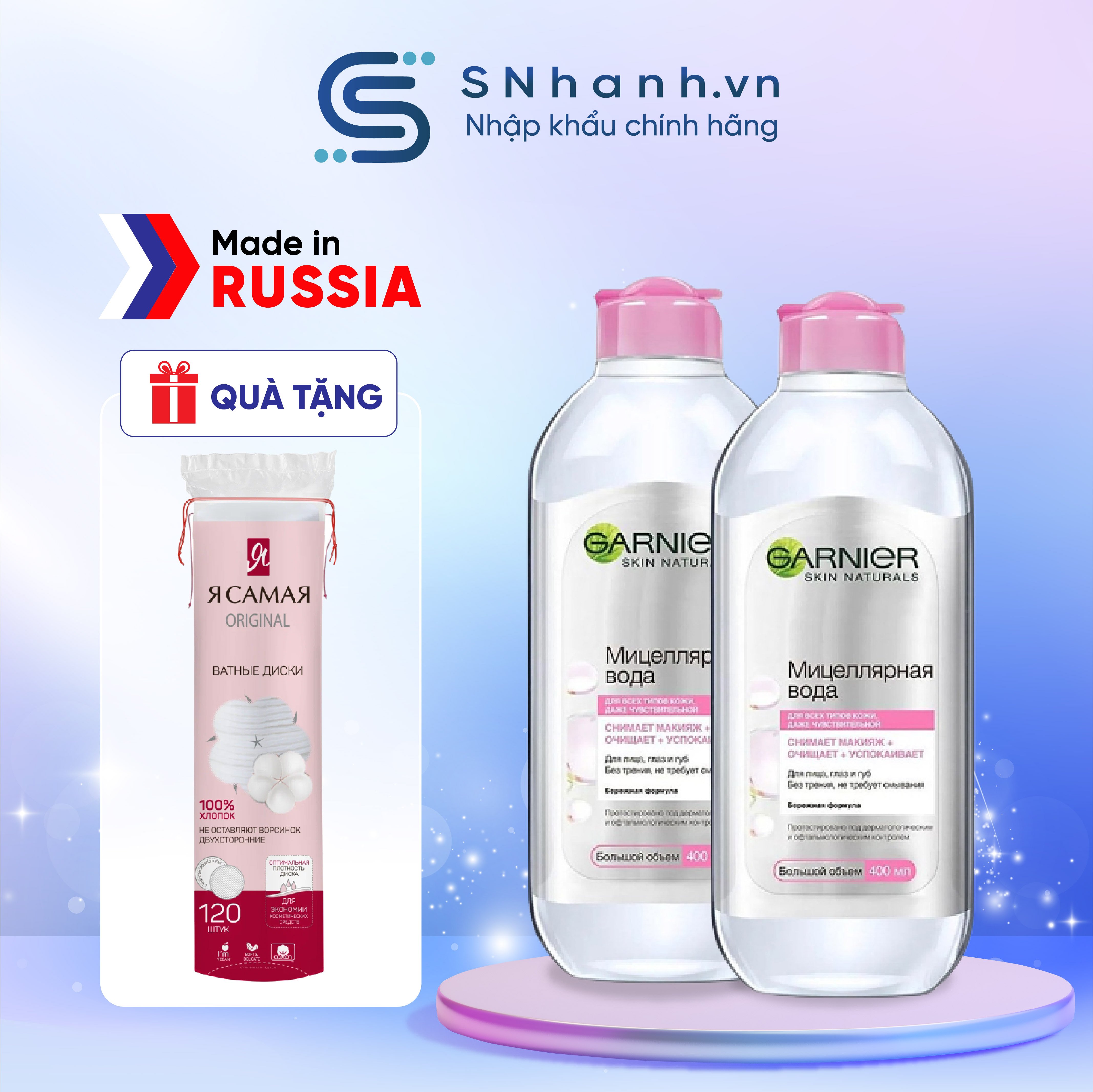 Combo 02 Tẩy trang Garnier 3 in 1 dành cho mọi loại da 400ml Snhanh