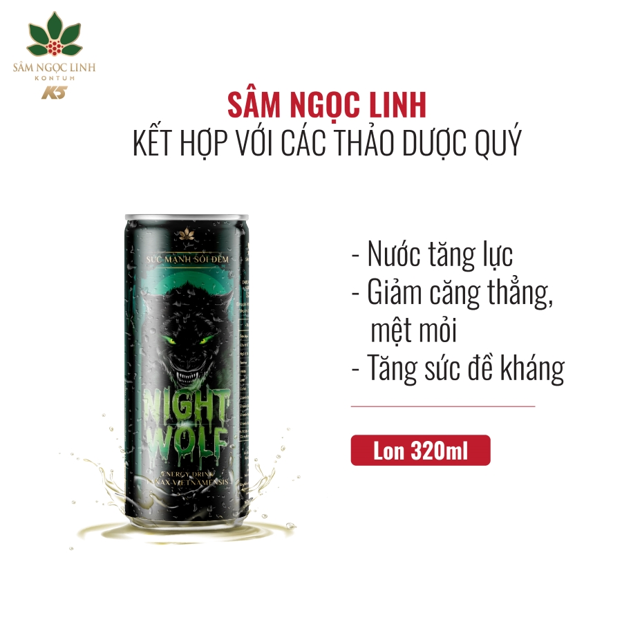 Nước tăng lực nightwolf sâm ngọc linh 320ml/lon