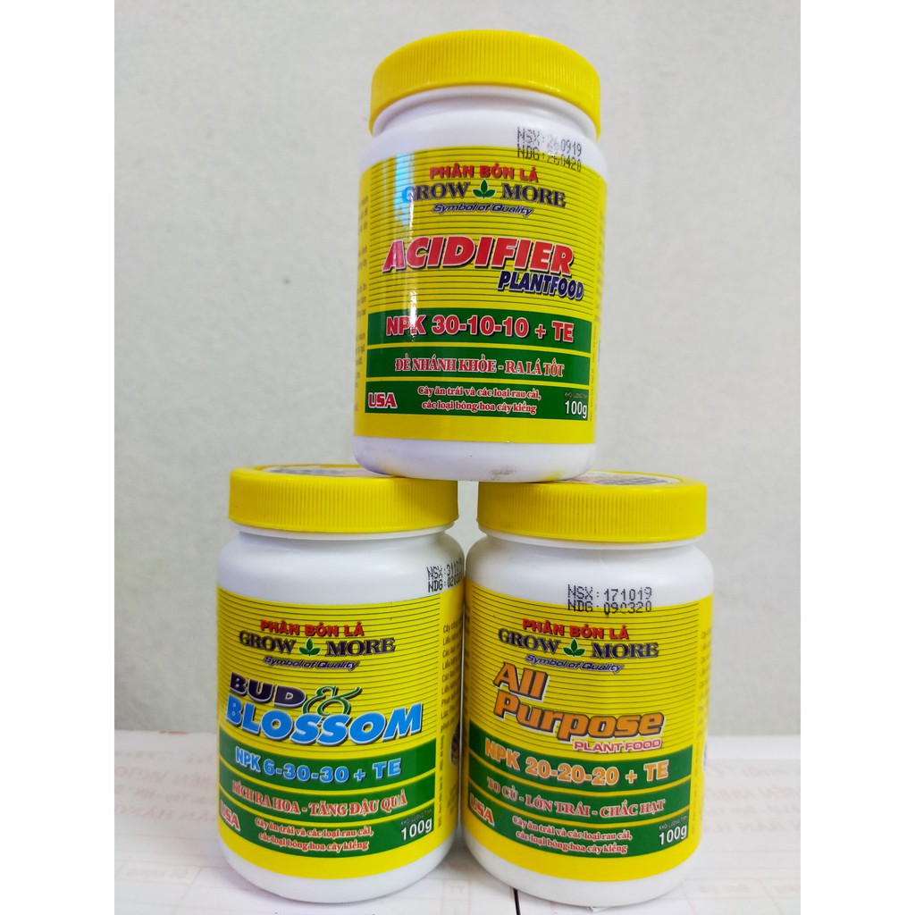 Bộ sản phẩm phân bón Lá GROW-MORE cho hoa lan , hoa hồng, cây cảnh