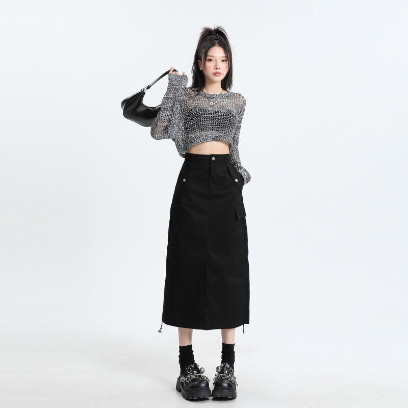 Duohanzi denim đuôi cá váy của phụ nữ mùa hè cao eo thiết kế cảm giác gói hông một skirt418tt ngắn