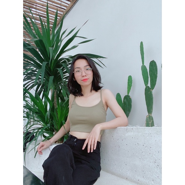 Áo croptop 2 dây sợi bún