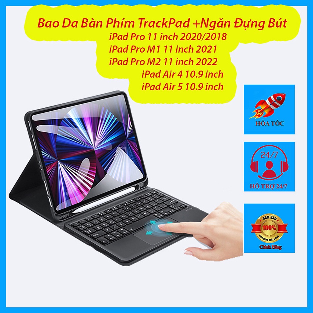Bao da bàn phím cho ipad 10 2022 , pro 11 2021 , pro 11 m2 2022, pro 11 2020/18, air 4, air 5 dux ducis có di chuột trackpad