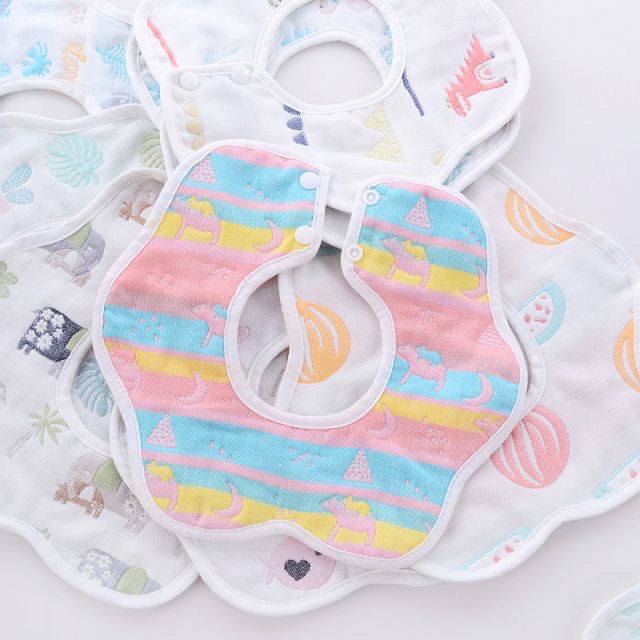 Set 3 yếm xô xoay 360 độ 2 mặt 6 lớp cho bé ăn dặm