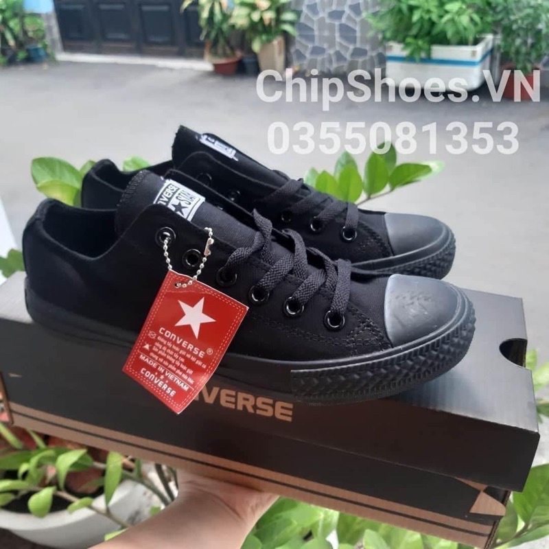 HOT Giày  CONVERSE + Full Box  Đen Nam Nữ  Cổ Thấp - Cổ Cao  . Sneaker CV