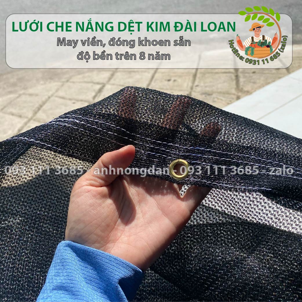 Lưới che nắng đóng khoen 3m x dài theo yêu cầu - Lưới che nắng dệt kim Đài Loan , che nắng 70%