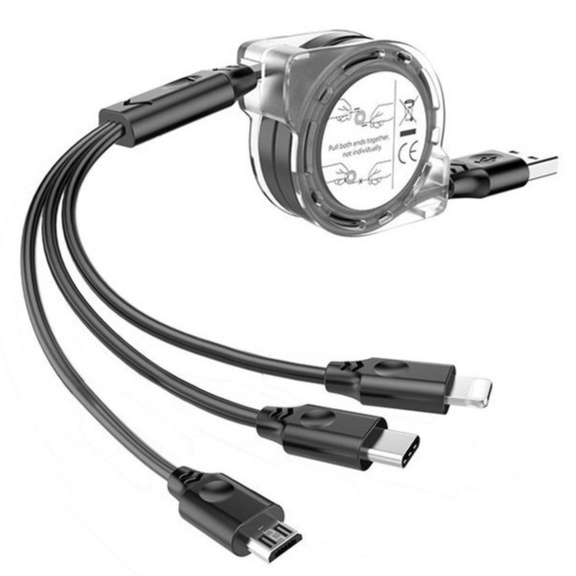 Cáp sạc dây rút 3 đầu đa năng