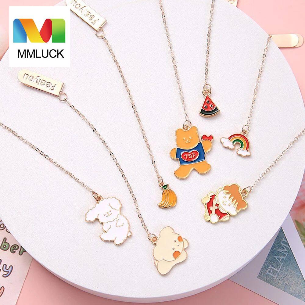 Mmluck quà tặng cho sinh viên kẹp sách văn phòng phẩm dễ thương kẹp giấy đánh dấu sách có mặt dây chuyền hợp kim đánh dấu sách đánh dấu trang kim loại