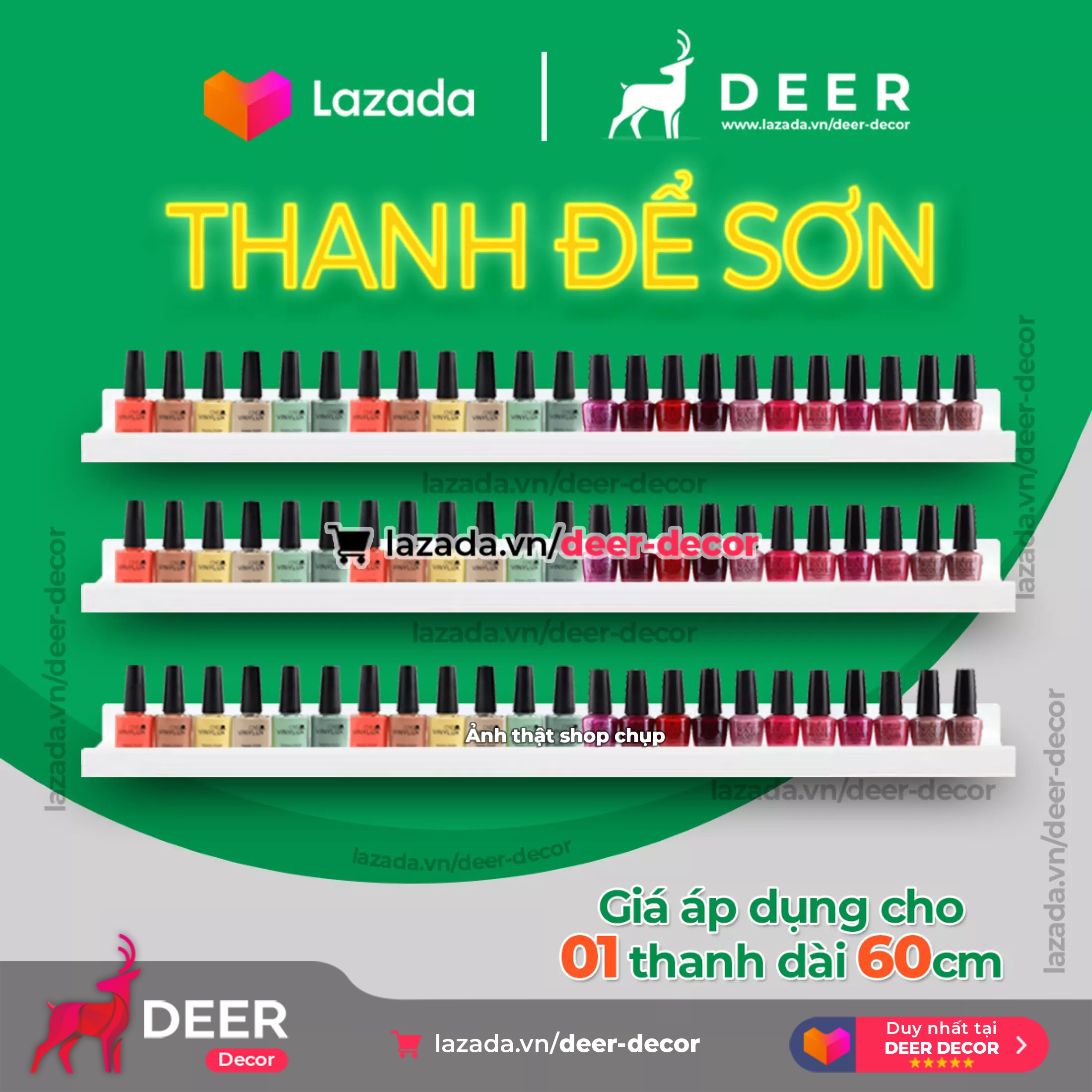 Thanh kệ rời để sơn móng dài 60cm - giá 01 thanh - deer decor