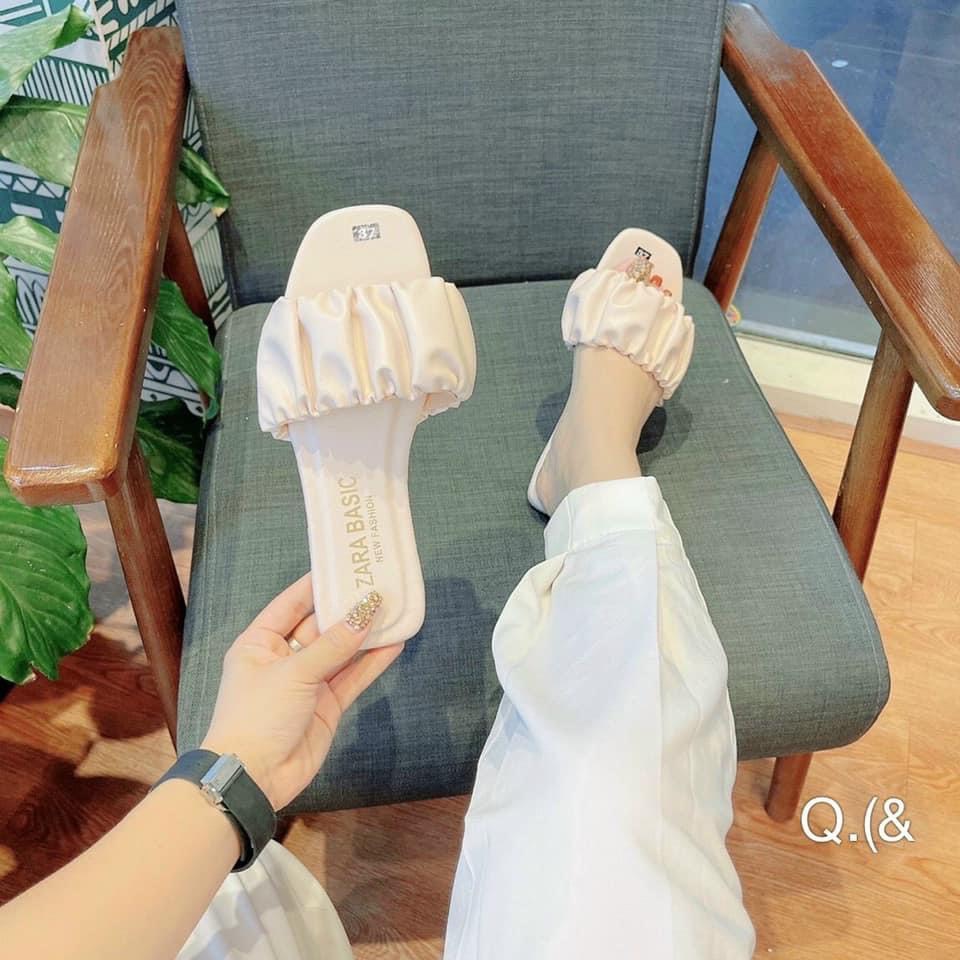 Dép nữ quai ngang nhún bèo tiểu thư sành điệu cực êm
