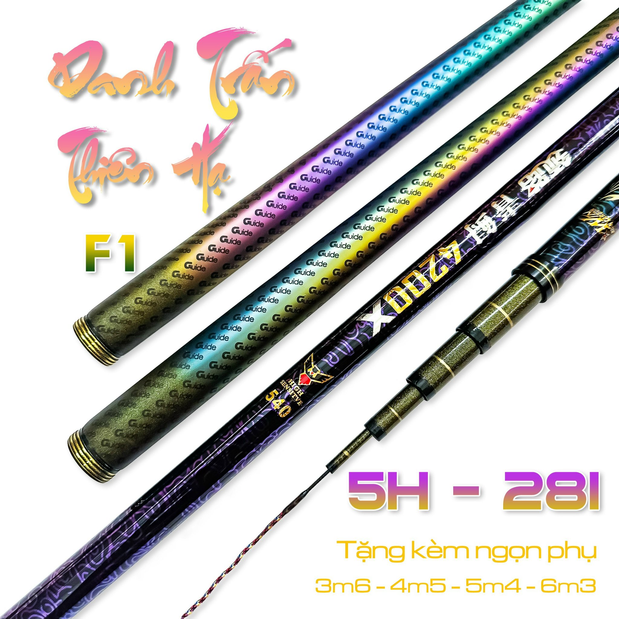 Cần câu đài, câu tay danh trấn thiên hạ f1 5h-28i tặng kèm ngọn phụ