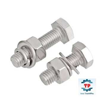 Combo 50 bộ bulong lục giác ngoài inox 304sus +tán +long đền phẳng