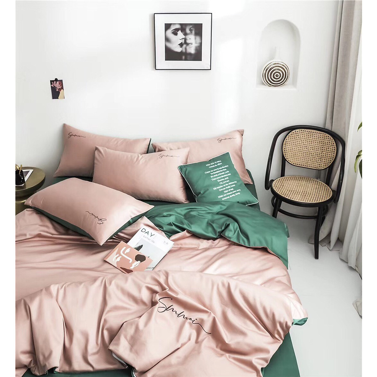 Bộ vỏ chăn ga gối 4 món tencel lụa 60s cao cấp cl-1 5 - 1m6