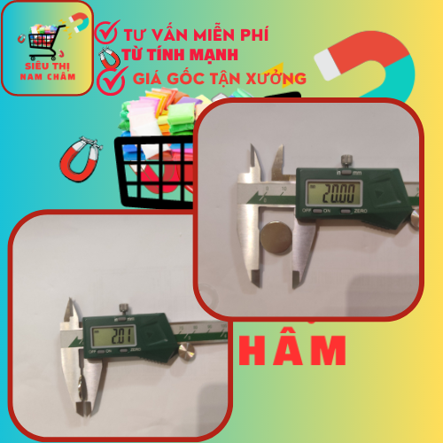 10 viên nam châm d20x2mm trắng đất hiếm - magnet