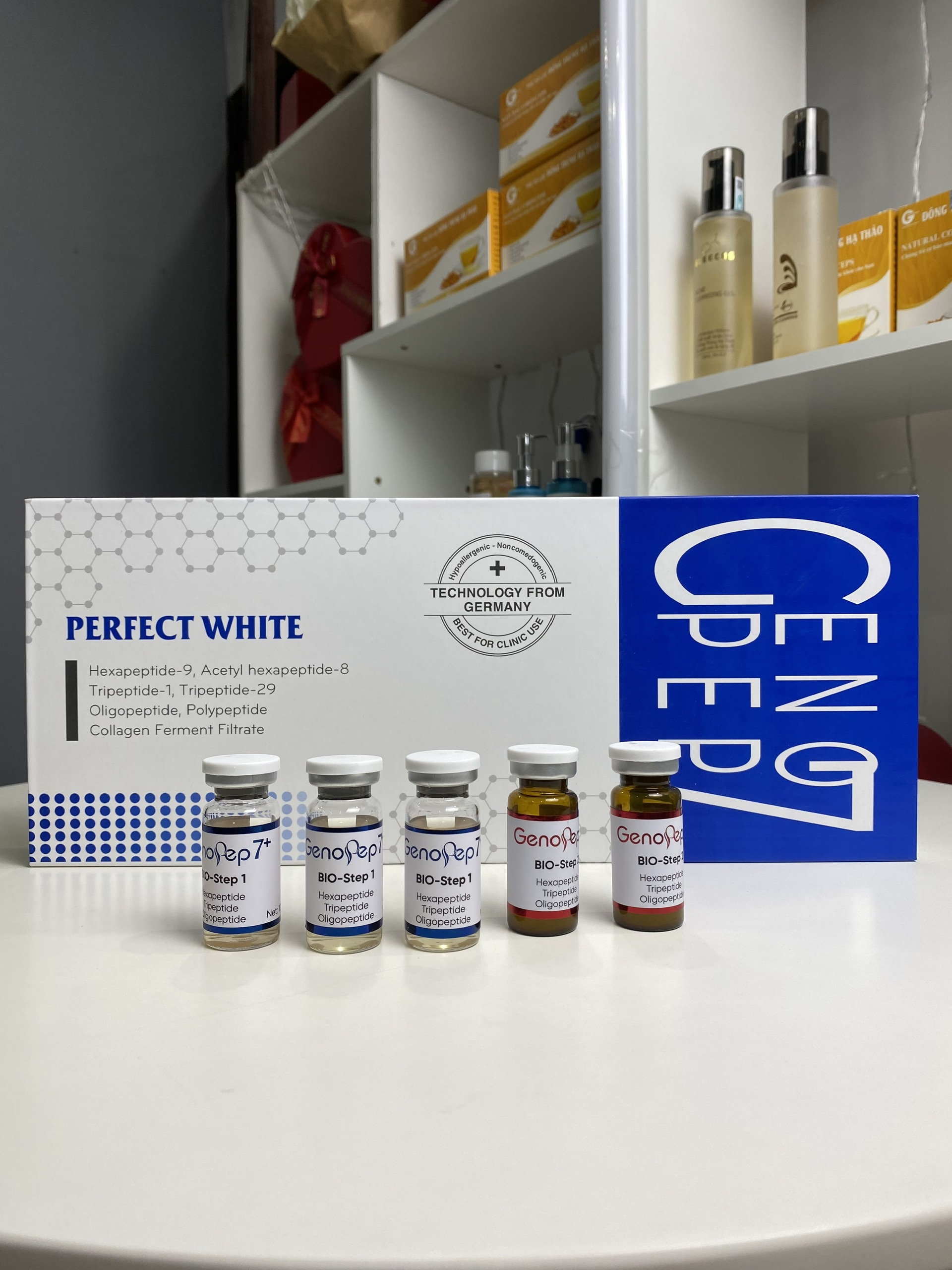Genopep7 căng bóng trắng sáng peptide hộp 10 lọ x 10 ml