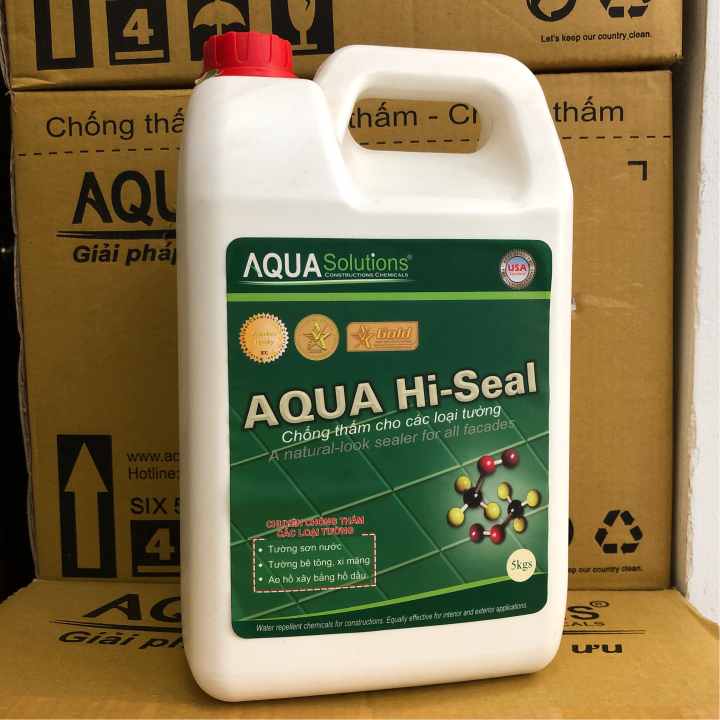 Chống thấm tường AQUA Hi-Seal - bình 5kg | keo Chống thấm tường sơn nước | chất Chống thấm tường gạch xây