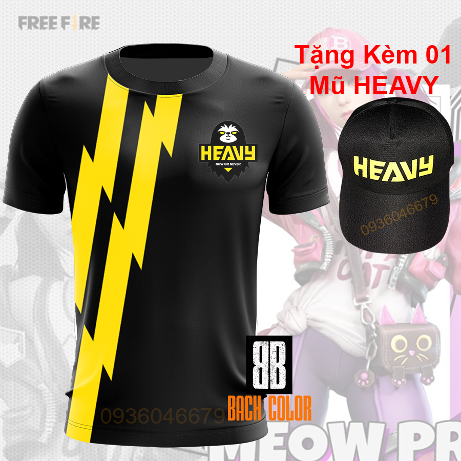 Áo Free Fire Team HEAVY - Tặng Mũ HEAVY
