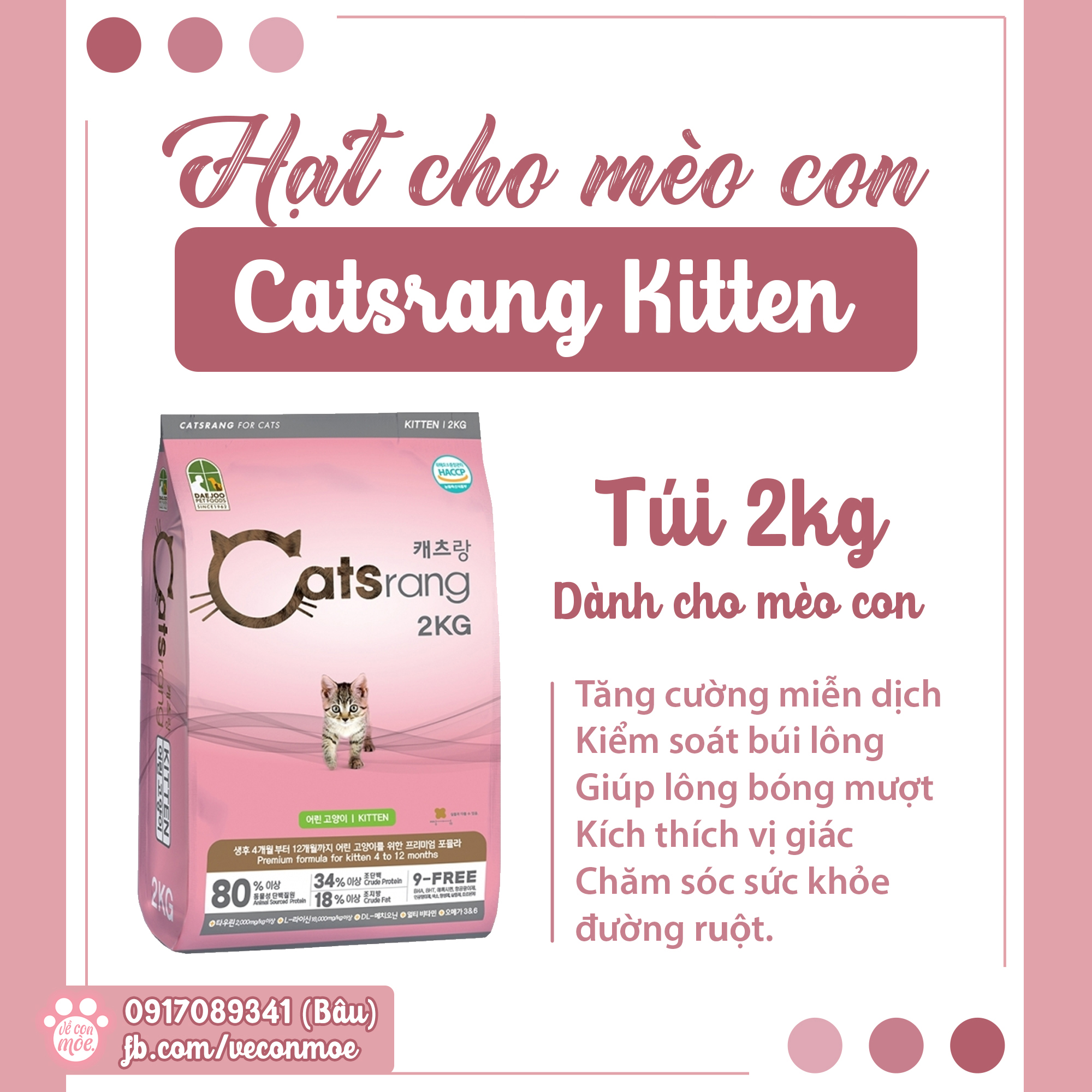 [VCM] Hạt cho mèo con Catsrang Kitten 2kg