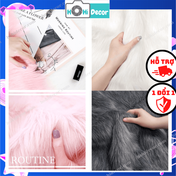 Thảm lông chụp ảnh sản phẩm nhỏ giá rẻ, thảm mini dài mịn, chụp hình nail, quần áo - trắng, xám, hồng, đen - hohi decor