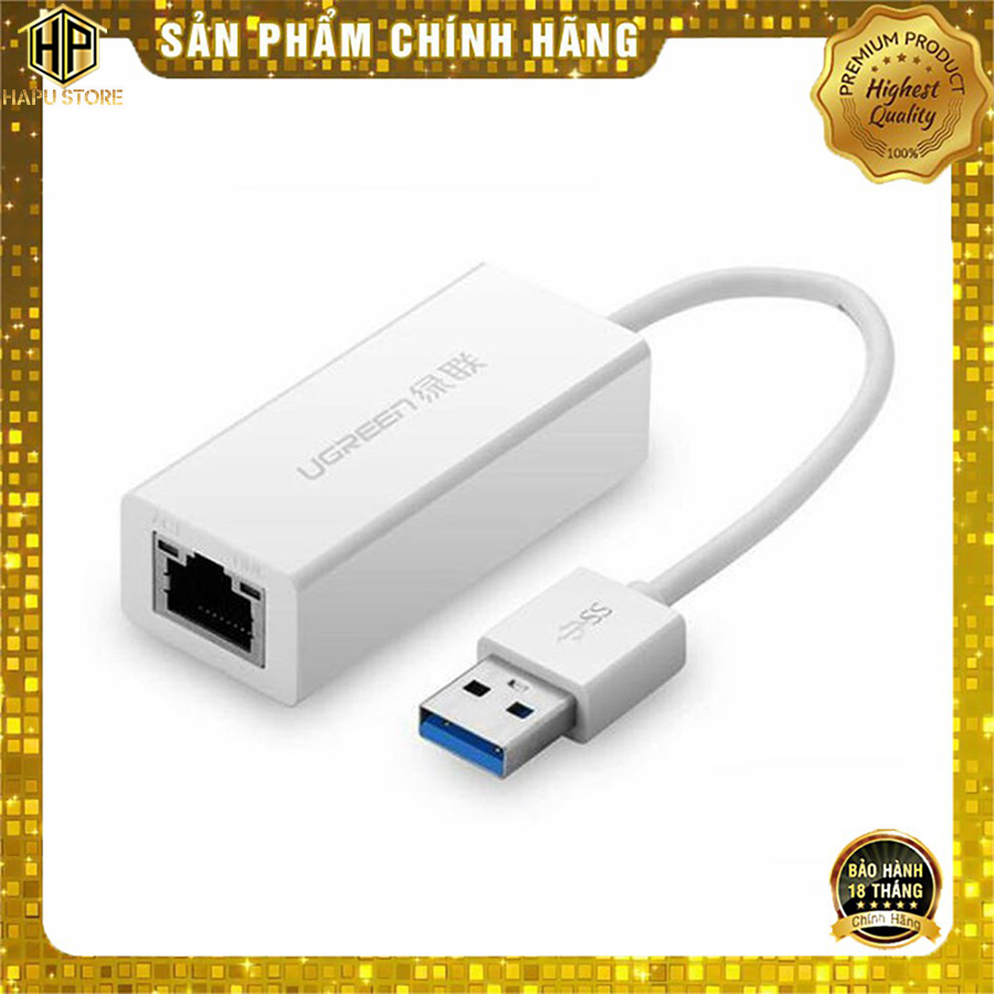 Cáp chuyển usb 3.0 to lan ugreen 20255 hỗ trợ 10/100/1000 mbps - hapustore