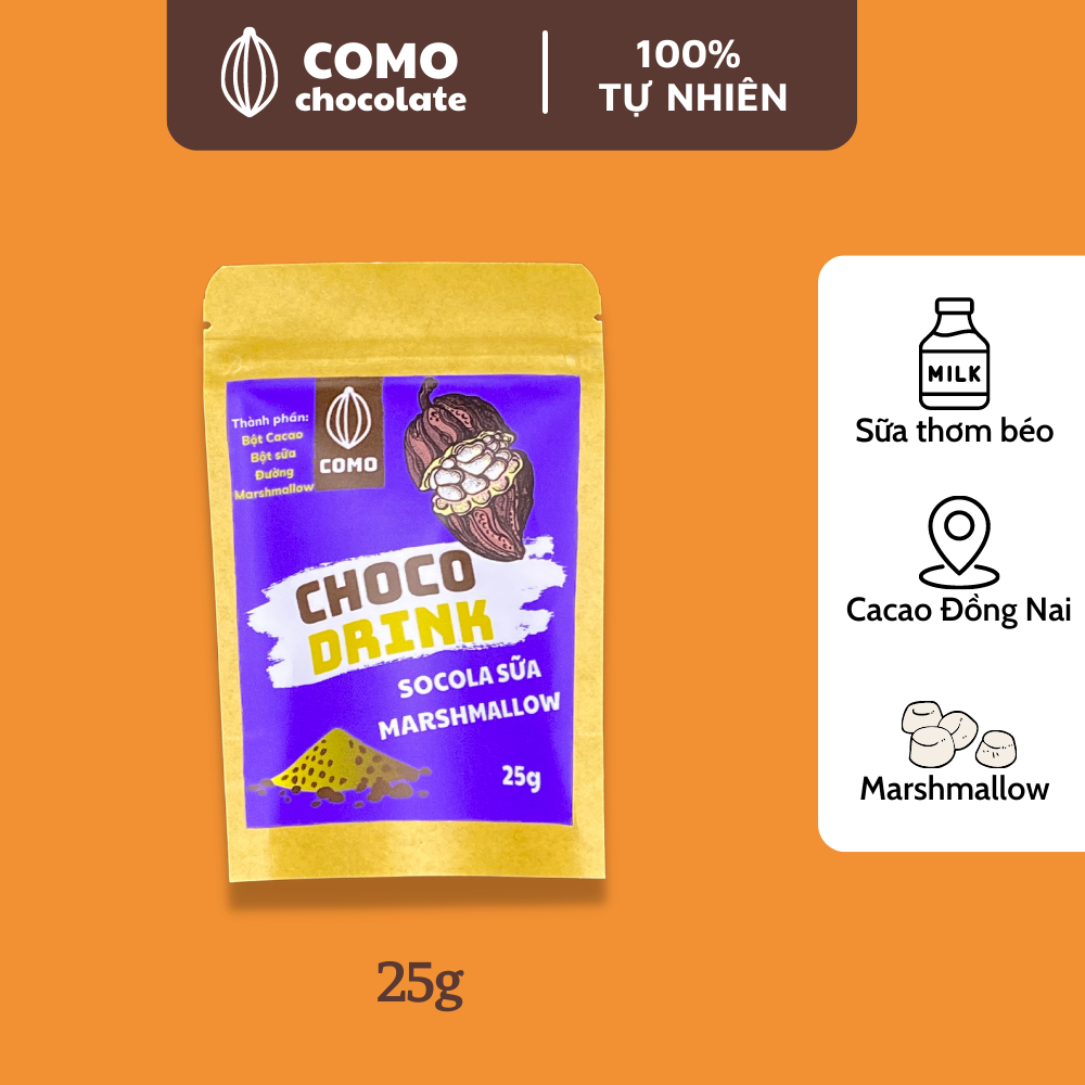 Bột cacao sữa marshmallow 25g thơm ngon đậm đà Como Chocolate. Mua 3 tặng 1