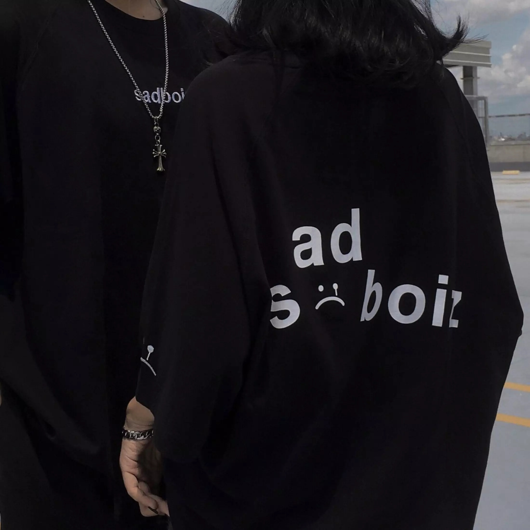 Áo thun BLACK SADBOIZ in 3D chất đẹp 2 mặt có logo tay