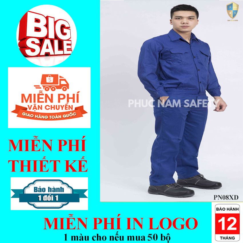 Bộ quần áo bảo hộ lao động màu xanh dương PN08XD, bảo hộ lao đông, bao ho lao dong,quần áo bảo hộ, quần áo bảo hộ hàn quốc, quần áo công nhân, đồ bảo hộ lao động, quần áo bảo hộ cho kỹ sư, Bảo hộ lao động Phúc Nam