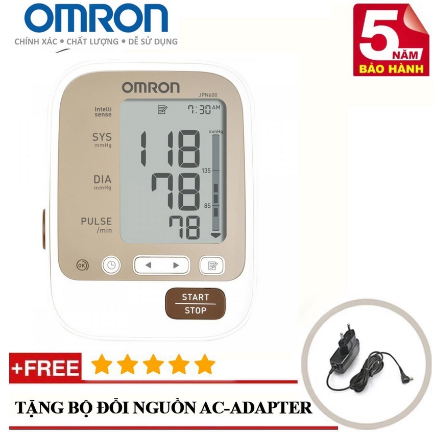 Máy đo huyết áp omron jpn600 + tặng bộ đổi nguồn