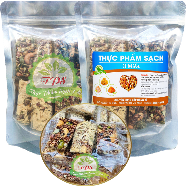 Thanh cơm gạo lức mix vị hiệu tps - thanh chà bông, ngũ cốc, rong biển, yến mạch