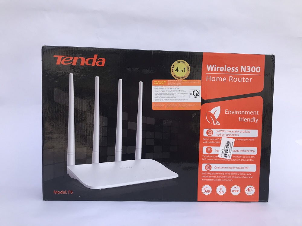 Bộ phát sóng Wifi Tenda 4 anten 300Mps F6 - Hàng  BH 3 năm