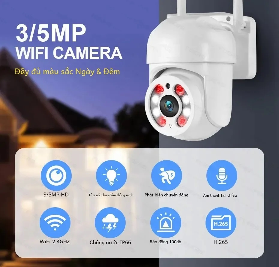 Wifi Camera Ip Ngoài Trời Tự Động Theo Dõi Ptz Phát Hiện Người Camera Quan Sát Không Dây Giám Sát An Ninh Gia Đình