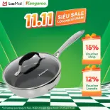 Chảo inox nguyên khối sâu chống dính đáy từ nắp kính Kangaroo KG3IF2002