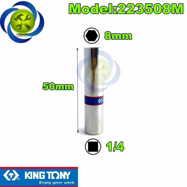 Tuýp 8mm dài 50mm loại 1/4 có 6 cạnh kingtony 223508m