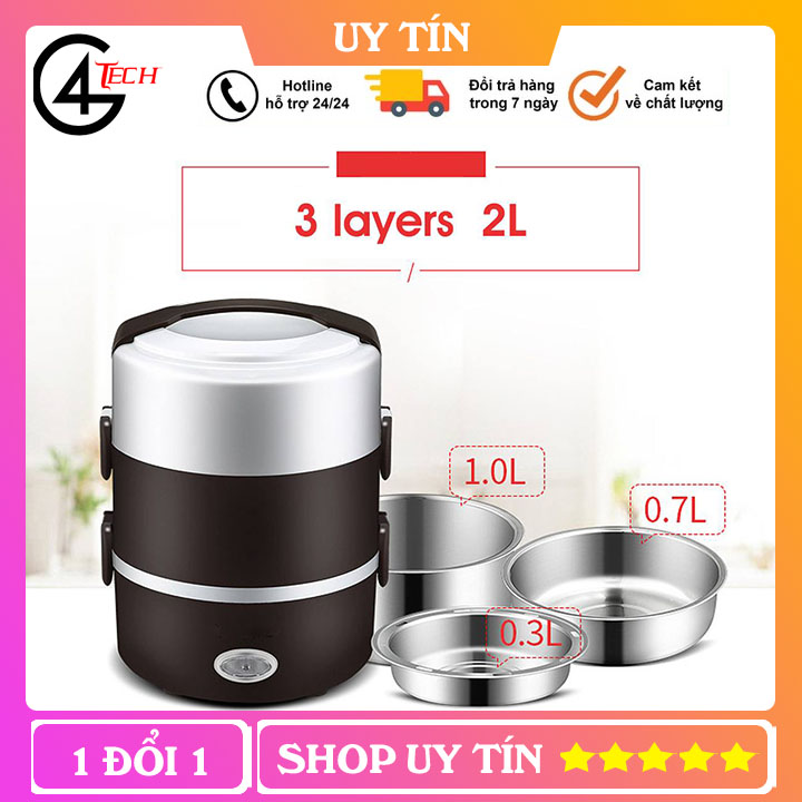 Hộp cơm cắm điện 3 tầng ruột inox đa chức năng, nấu cơm hấp đồ ăn tiện dụng cho văn phòng, hộp ủ cơm điện văn phòng 3 tầng cao cấp, hộp mang cơm đi làm, hộp hâm nóng thức ăn, hộp đựng cơm văn phòng, cặp lồng