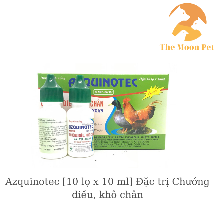 Azquinotec [10 lọ x 10 ml] Đặc trị Chướng diều, khô chân gà đá, gia cầm
