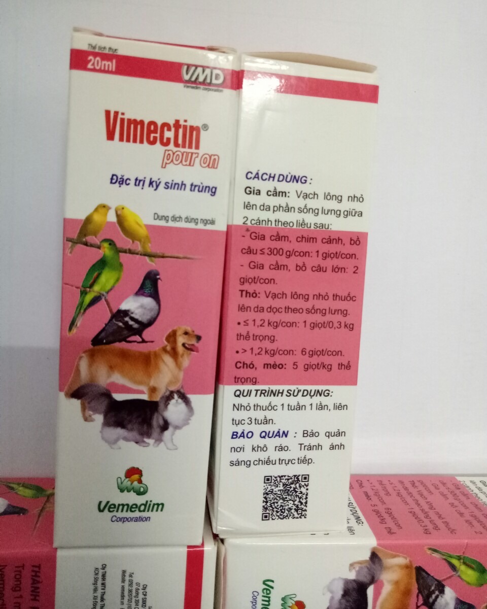 Thuốc trị ve mạt cho chó mèo vẹt yến phụngchim Vimectin pour on
