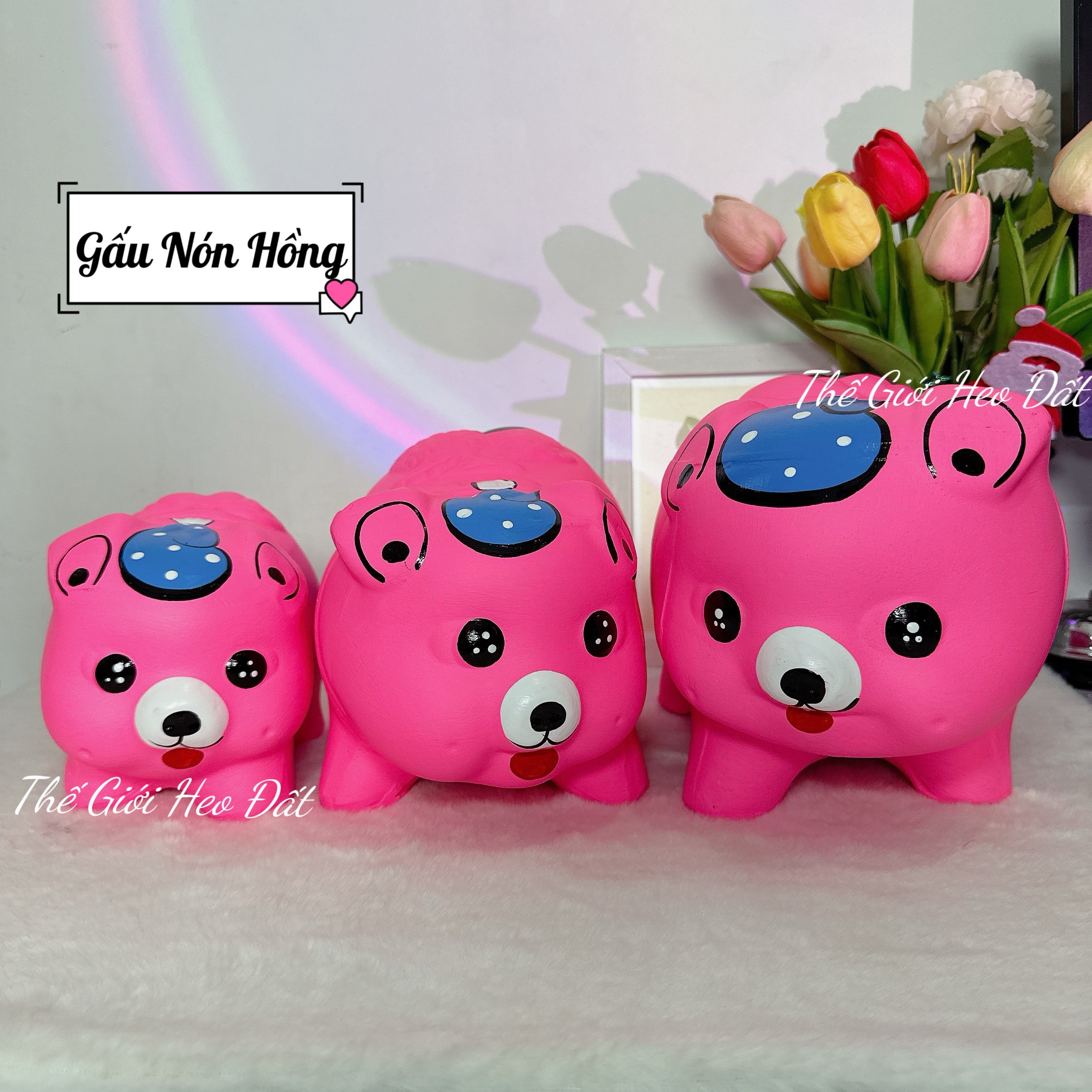 Heo đất, lợn tiết kiệm đẹp 3d dễ thương hình gấu trúc, doremon, kitty - size lớn