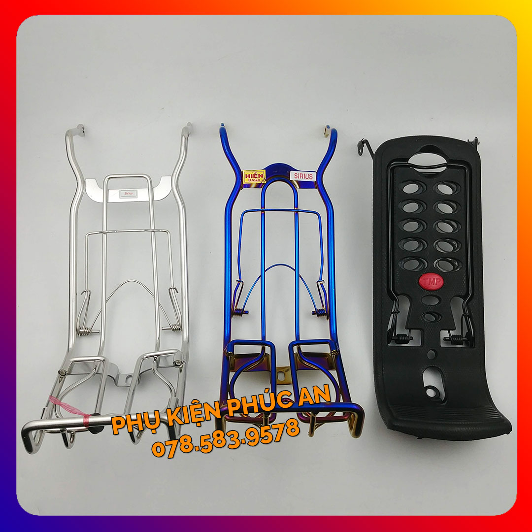 Baga trước xe Sirius RC xăng cơ gác baga giữa treo đồ nhựa inox titan 7 màu