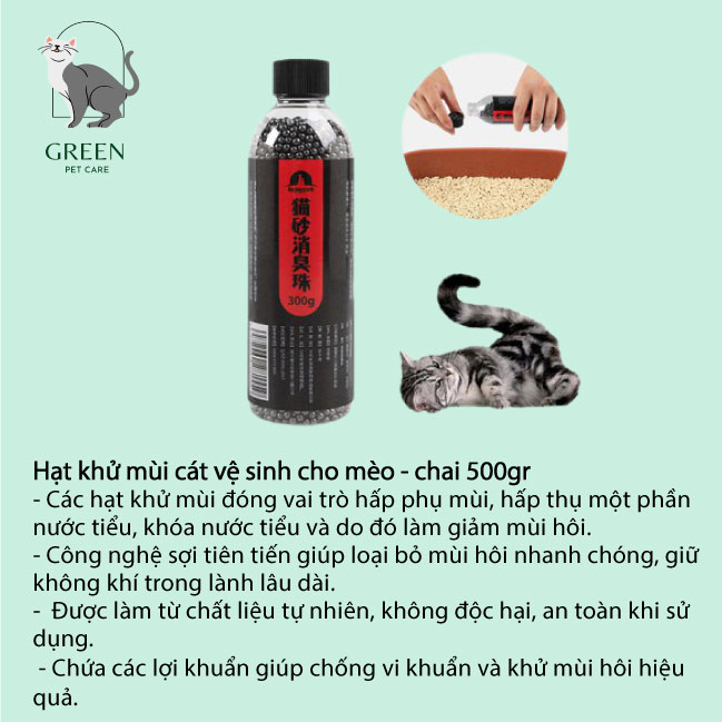 Hạt khử mùi cát vệ sinh mèo - chai 300gr